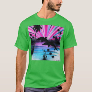 T-shirt Dolphin Abrush Peinture Mer Créature Océan Anima
