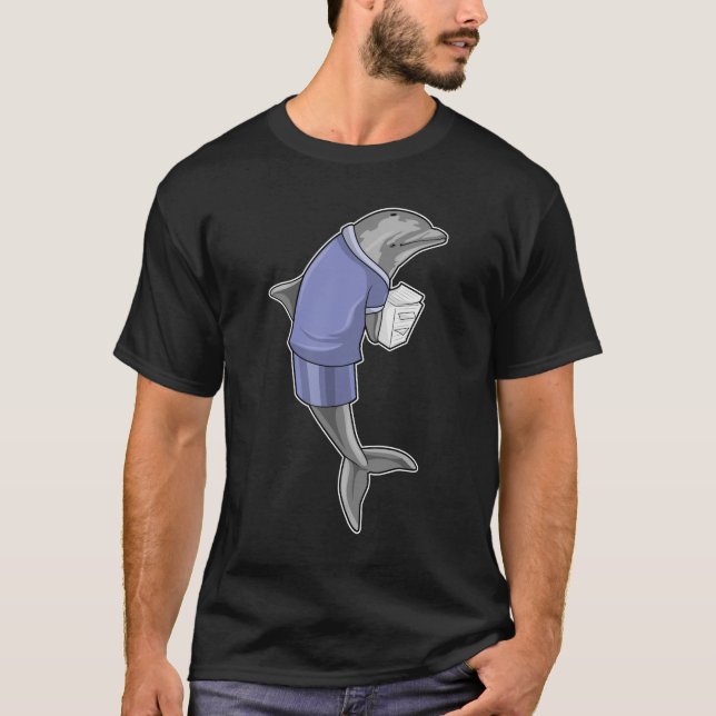 T-shirt Dolphin as Secretary with Stack of paper (Devant)