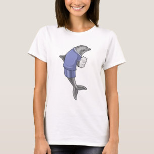 T-shirt Dolphin as Secretary with Stack of paper