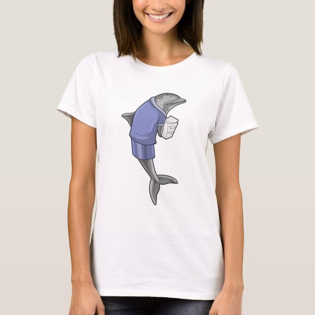 T-shirt Dolphin as Secretary with Stack of paper (Devant)