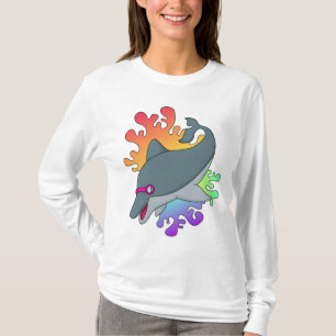 T-shirt Dolphin at Swimming with Swimming goggles