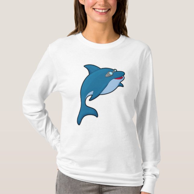 T-shirt Dolphin at Swimming with Swimming goggles (Devant)