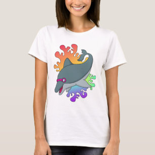 T-shirt Dolphin at Swimming with Swimming goggles