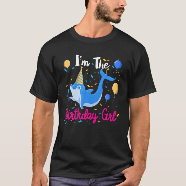 T-shirt Dolphin Birthday Party Girl Gift For Her (Devant)