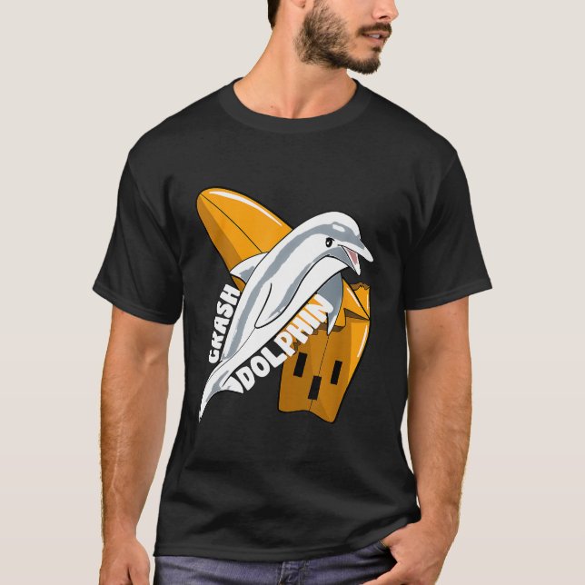 T-shirt Dolphin Crash Surfboard Surfboard Cadeau (Devant)