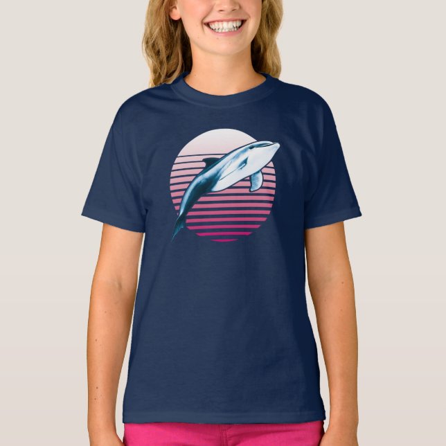 T-shirt Dolphin de style vintage (Devant)