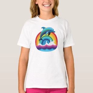 T-shirt Dolphin Flippin au-dessus de l'arc-en-ciel