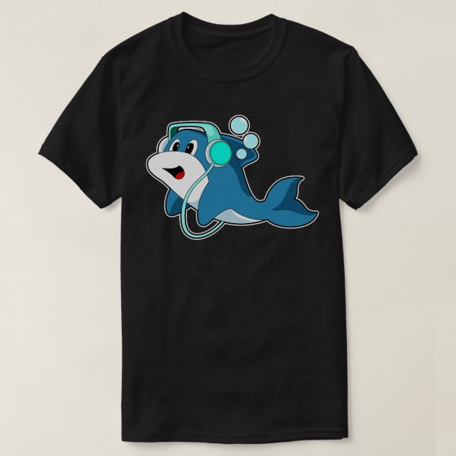 T-shirt Dolphin Headphone Music 1 (Design devant)