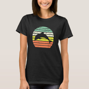 T-shirt Dolphin Leaping Silhouette Vintage Retro Sunset Gr