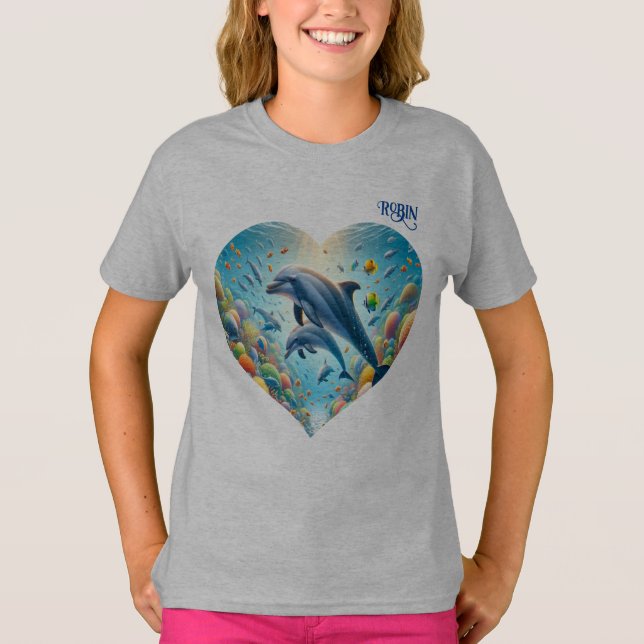T-shirt Dolphin Love Girl's Customizable (Devant)