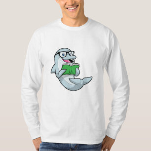 T-shirt Dolphin Nerd avec lunettes et livre