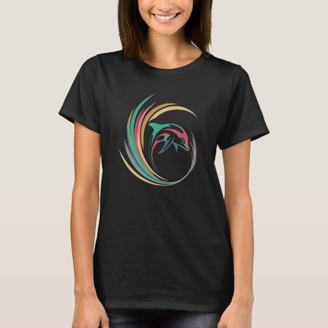 T-shirt Dolphin Océan Mer Animal Rétro Waves Plage Eau S (Devant)