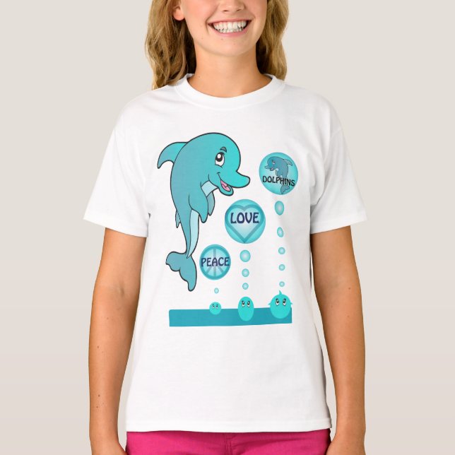 T-shirt Dolphin Peace Love Dolphins Kids (Devant)