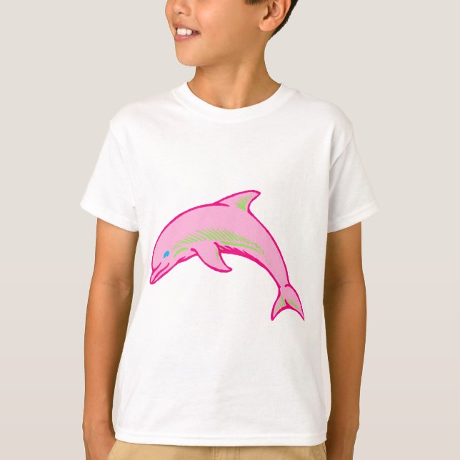 T-shirt Dolphin Pink & Green (Devant)