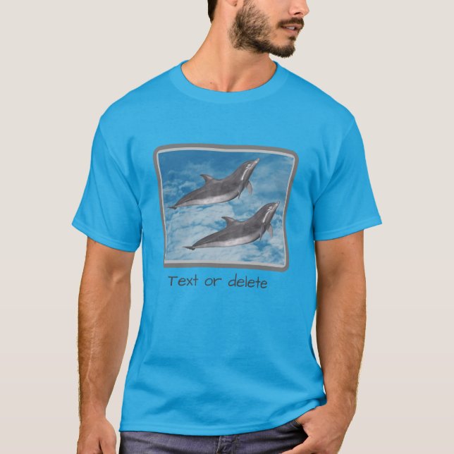 T-shirt Dolphins Ciel Bleu Nuages Blancs Nature Imaginaire (Devant)