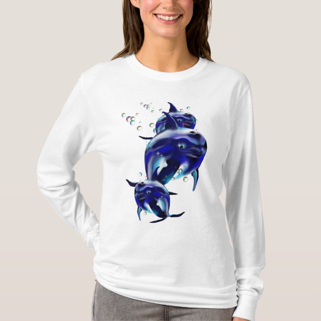T-shirt DolphinsT-Chemise de trois bleus (Devant)