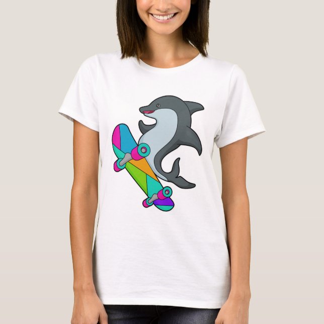 T-shirt Dolpin comme patineur avec skateboard (Devant)
