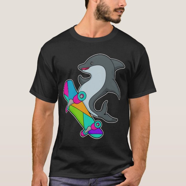 T-shirt Dolpin comme patineur avec skateboard (Devant)