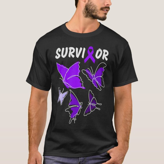 T-shirt Domestic Violence Awareness purple butterflies Sur (Devant)