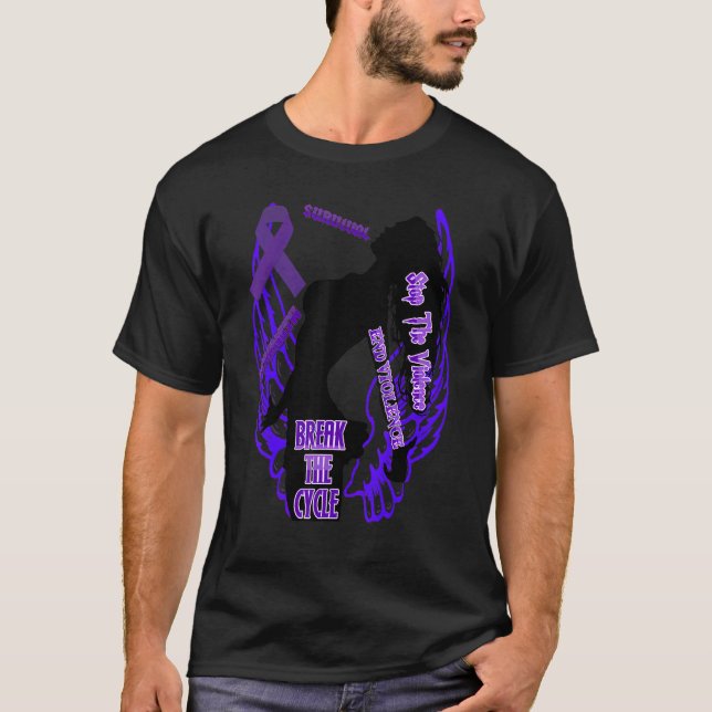 T-shirt Domestic Violence Awareness Woman Wing Survival St (Devant)