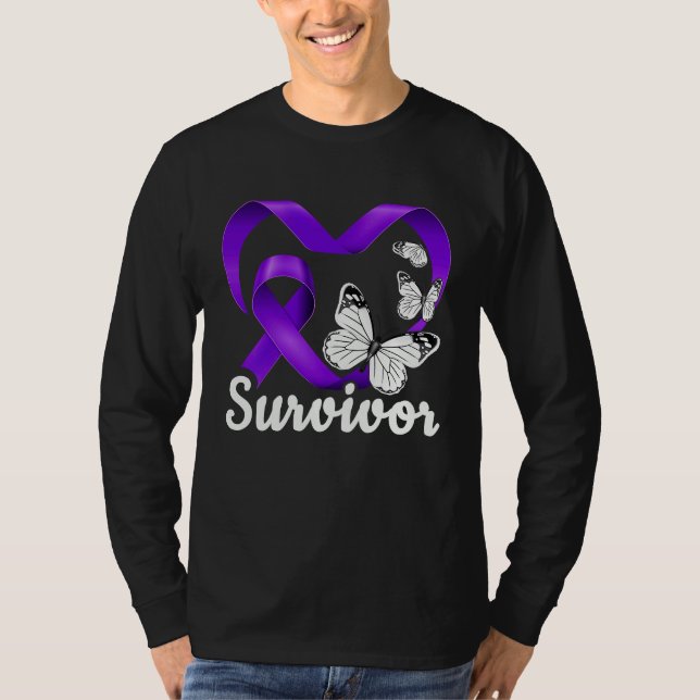 T-shirt Domestic Violence Survivor purple heart butterflie (Devant)