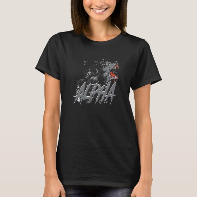 T-shirt Dominant prédateur Alpha Effrayant Wolf Visage Wil (Devant)