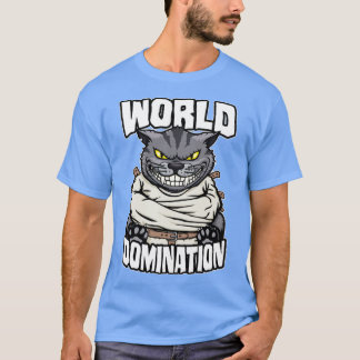 T-shirt Domination Mondiale Crazy Malin Chat Lady Funny Ma