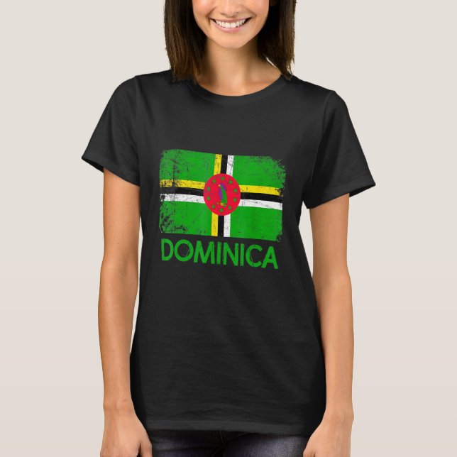 T-shirt Dominica Flag    Dominican Flag Vintage (Devant)