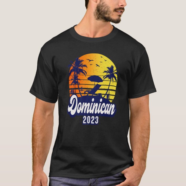 T-shirt Dominican Republic 2023 Sunset Beach Retro Premium (Devant)