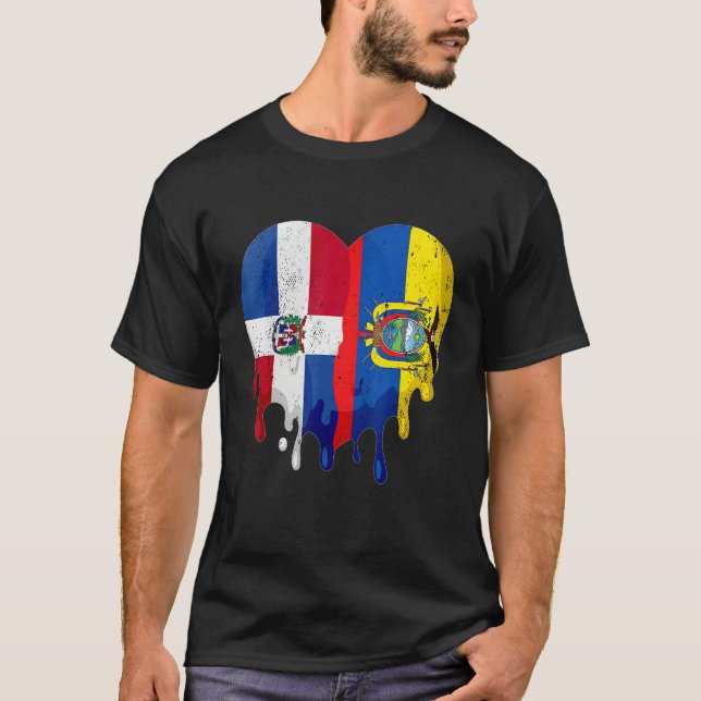 T-shirt Dominican Republic Ecuador Flag Heart Citizen Patr (Devant)