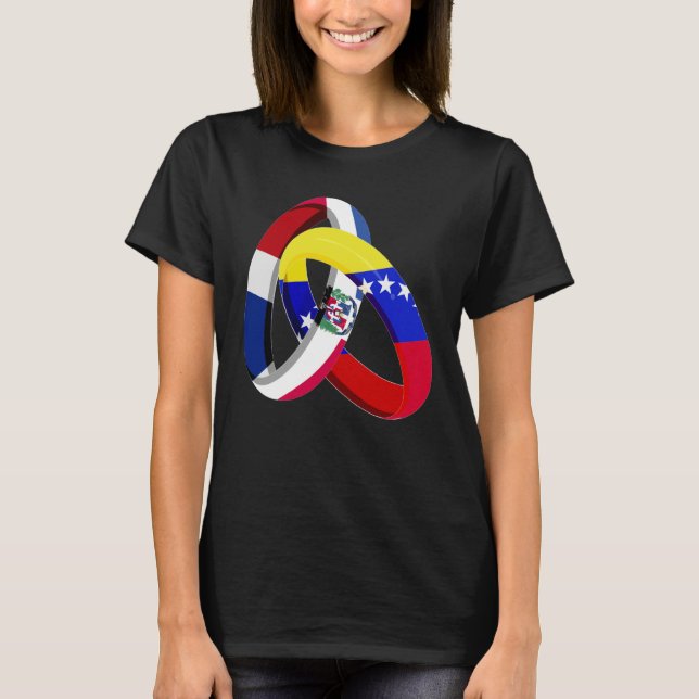 T-shirt Dominican Republic Flag Venezuela Ring Marriage We (Devant)