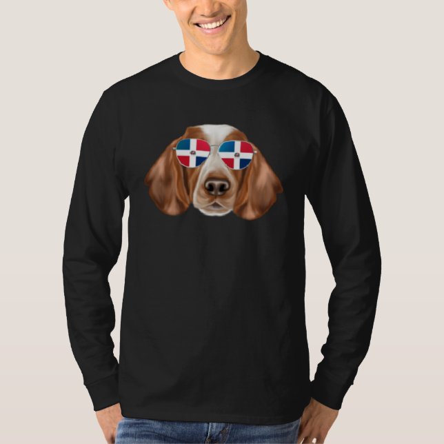 T-shirt Dominican Republic Flag Welsh Springer Spaniel Dog (Devant)