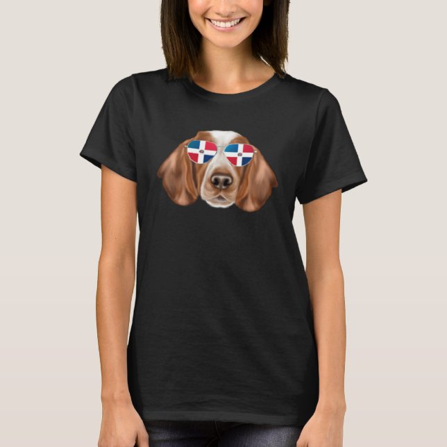 T-shirt Dominican Republic Flag Welsh Springer Spaniel Dog (Devant)