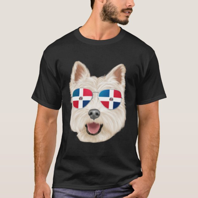 T-shirt Dominican Republic Flag West Highland White Terrie (Devant)