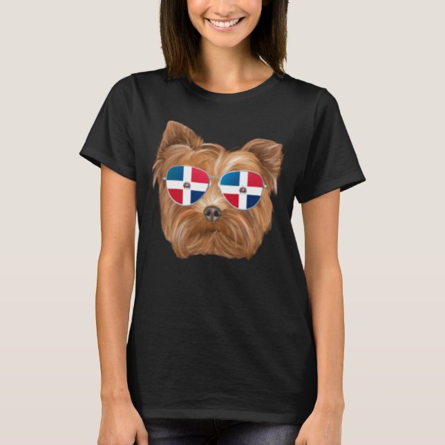 T-shirt Dominican Republic Flag Yorkshire Terrier Dog Pock (Devant)