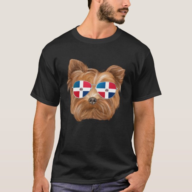 T-shirt Dominican Republic Flag Yorkshire Terrier Dog Pock (Devant)