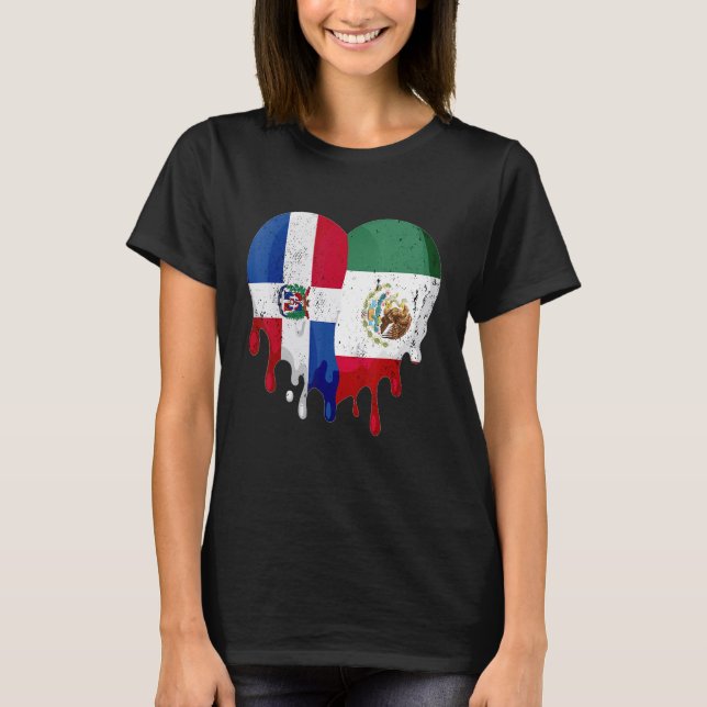 T-shirt Dominican Republic Mexico Flag Heart Citizen Patri (Devant)