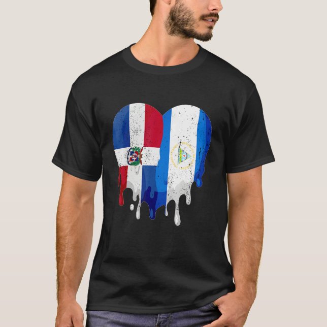 T-shirt Dominican Republic Nicaragua Flag Heart Citizen Pa (Devant)