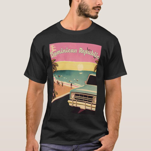 T-shirt Dominican Republic Retro Beach Vacation Graphics S (Devant)