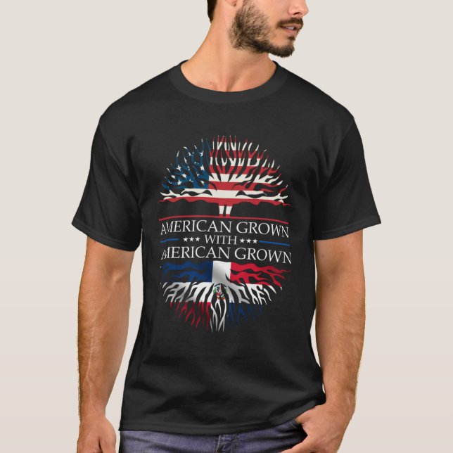T-shirt Dominican Republic Roots Flag American Grown Domin (Devant)