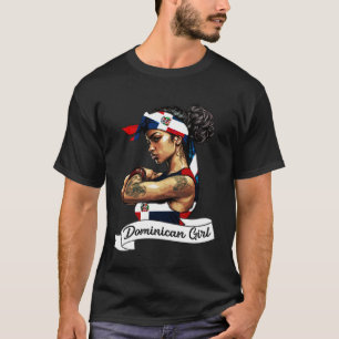 T-shirt Dominicana Girl Drapeau RD République Dominicaine