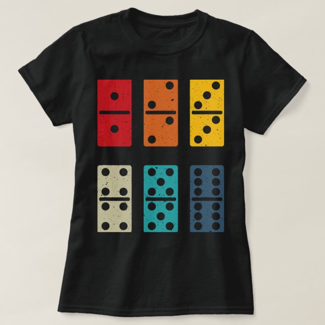 T-shirt Dominos carreaux rétro couleurs cool dominos joueu (Design devant)