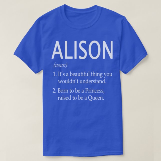 T-shirt Don de nom Alison (Design devant)