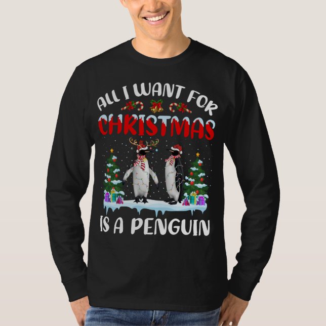 T-shirt Don De Pingouin Tout Ce Que Je Veux Pour Noël Est  (Devant)