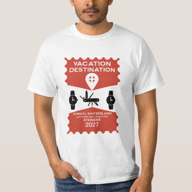 T-shirt Don de vacances Destination Suisse (Devant)