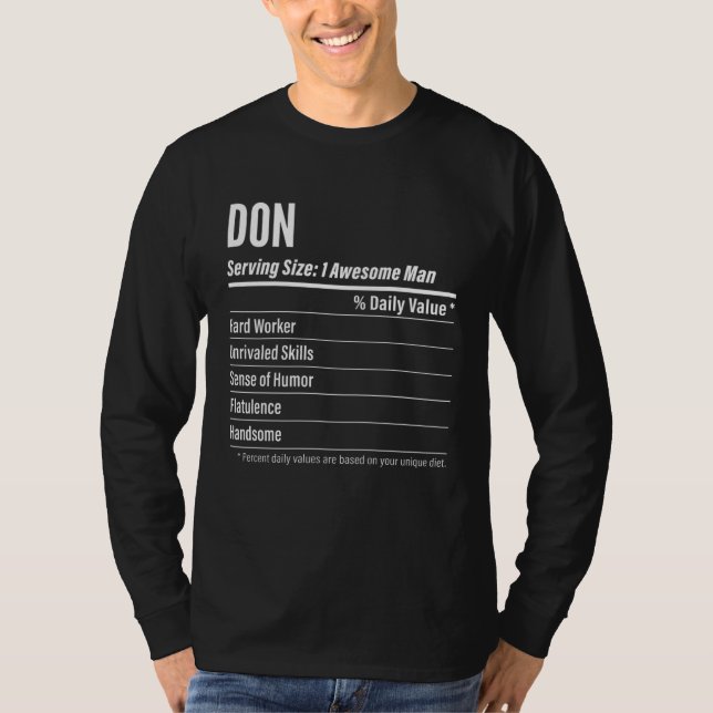 T-shirt Don  Nutritional Facts Serving Size Calories (Devant)