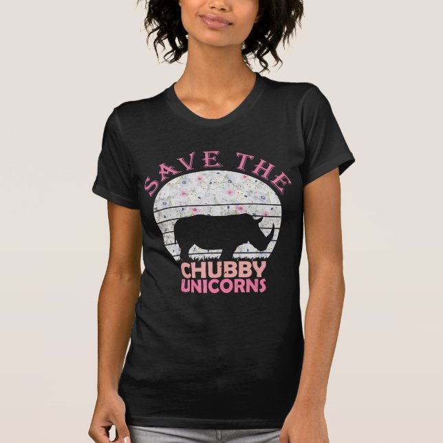 T-shirt Don Save Chubby Unicorn Floral Rhino (Devant)