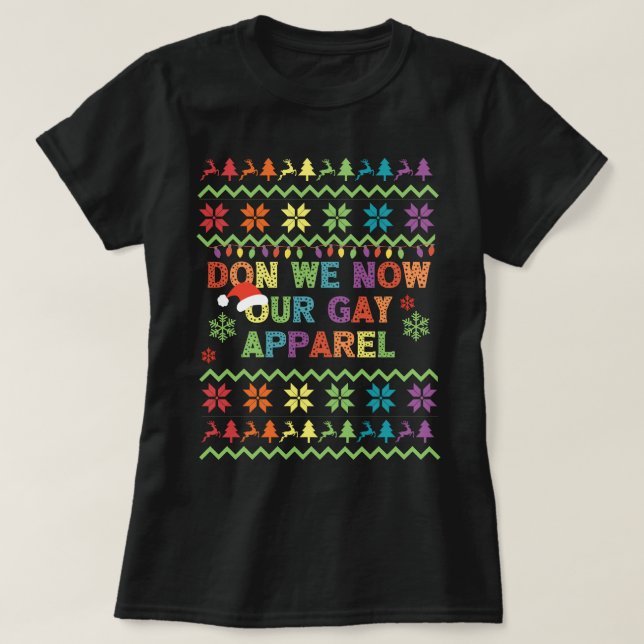 T-shirt Don We Now Our Gay Apparel Pride Noël Joyeux H (Design devant)