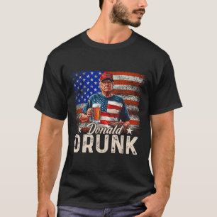 T-shirt Donald Drunk Trump Boire de la bière 4 juillet Amé