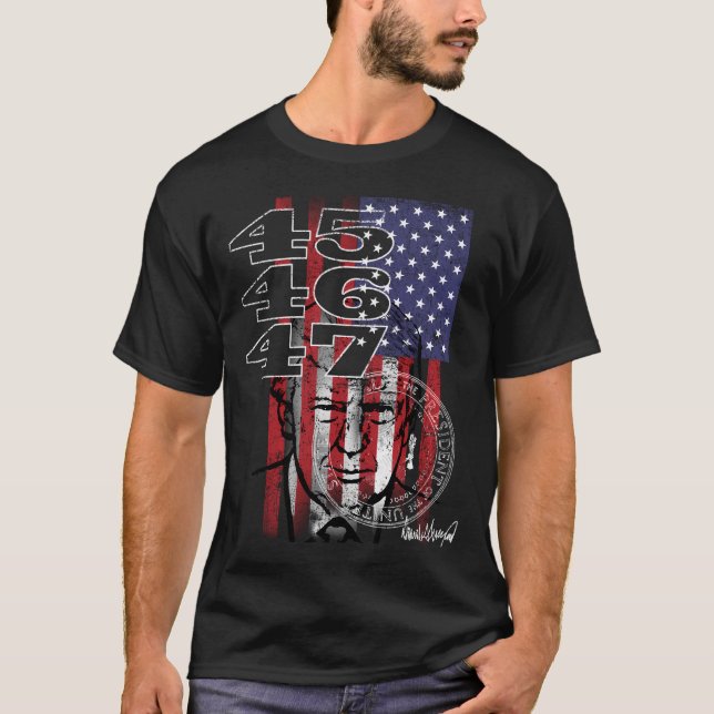 T-shirt Donald J Trump Président 45 46 47 (Devant)